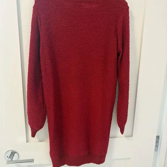 NWT Umgee Red Knit Sweater Dress – Long Sleeve Crewneck size Small - Picture 3 of 4